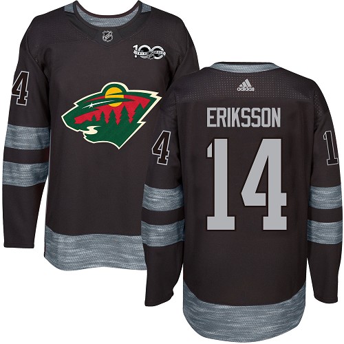Adidas Minnesota Wild #14 Joel Eriksson Ek Black 1917-2017 100th Anniversary Stitched Jersey Men's