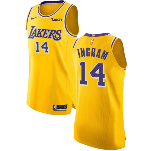 Los Angeles Lakers #14 Brandon Ingram Gold Authentic Icon Edition Jersey Mens