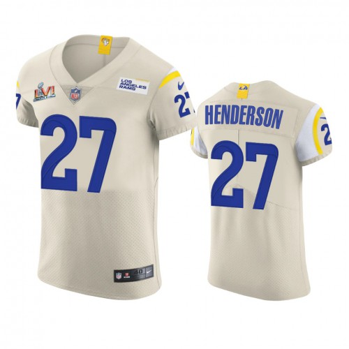 Los Angeles Los Angeles Rams #27 Darrell Henderson Men's Super Bowl LVI Patch Vapor Elite Player Jersey - Bone Men's