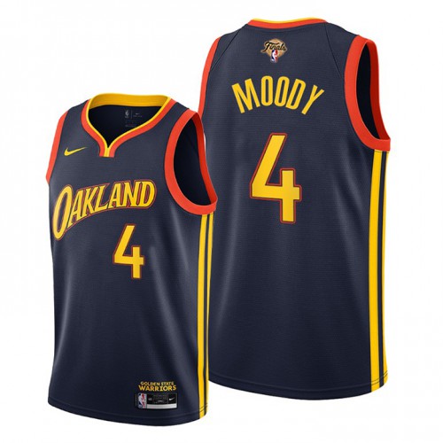 Golden State Warriors #4 Moses Moody Navy Swingman 2022 Finals City Edition Jersey Mens