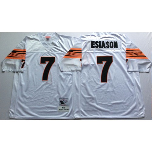 Mitchell And Ness Cincinnati Bengals #7 Boomer Esiason White Throwback Stitched Jersey Men's