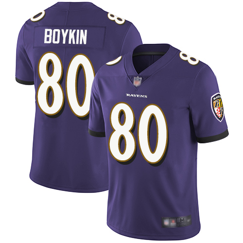 Baltimore Ravens #80 Miles Boykin Purple Team Color Youth Stitched Vapor Untouchable Limited Jersey Youth