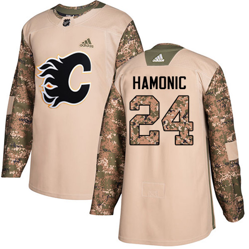 Adidas Calgary Flames #24 Travis Hamonic Camo Authentic 2017 Veterans Day Stitched Jersey Men's