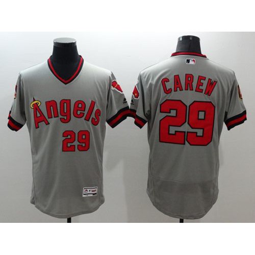 Los Angeles Angels of Anaheim #29 Rod Carew Grey Flexbase Authentic Collection Cooperstown Stitched Jersey Men's