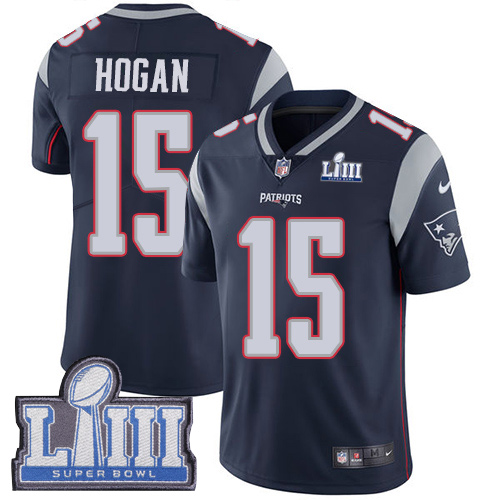New England Patriots #15 Chris Hogan Navy Blue Team Color Super Bowl LIII Bound Youth Stitched Vapor Untouchable Limited Jersey Youth