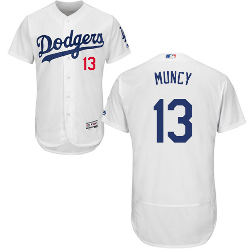 Los Angeles Dodgers #13 Max Muncy White Flexbase Authentic Collection Stitched Jersey Men's