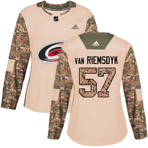 Adidas Carolina Hurricanes #57 Trevor Van Riemsdyk Camo Authentic 2017 Veterans Day Women's Stitched Jersey Womens