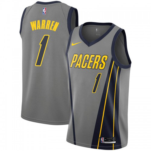 Indiana Pacers #1 TJ Warren Gray Swingman City Edition 2018/19 Jersey Mens