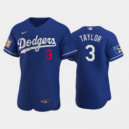 Los Angeles Los Angeles Dodgers #3 Chris Taylor Men's Jackie Robinson 75th Anniversary Authentic Jersey - Royal Men's