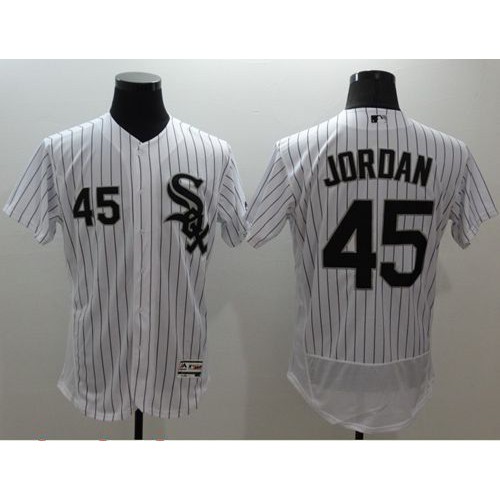 Chicago White Sox #45 Michael Jordan White(Black Strip) Flexbase Authentic Collection Stitched Jersey Men's