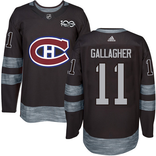 Adidas Montreal Canadiens #11 Brendan Gallagher Black 1917-2017 100th Anniversary Stitched Jersey Men's