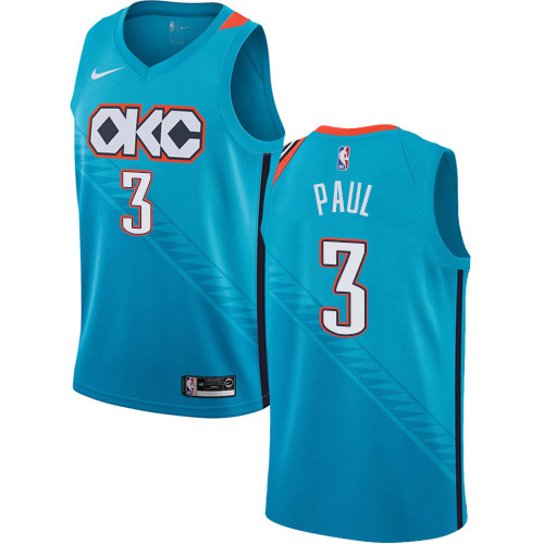 Oklahoma City Thunder #3 Chris Paul Turquoise Swingman City Edition 2018/19 Jersey Mens