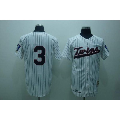 Mitchelland Ness Minnesota Twins #3 Harmon Killebrew Stitched White Blue Strip Throwback Jersey Men's