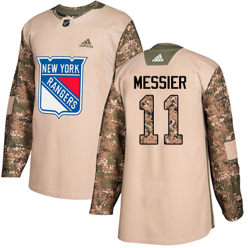 Adidas New York Rangers #11 Mark Messier Camo Authentic 2017 Veterans Day Stitched Jersey Men's