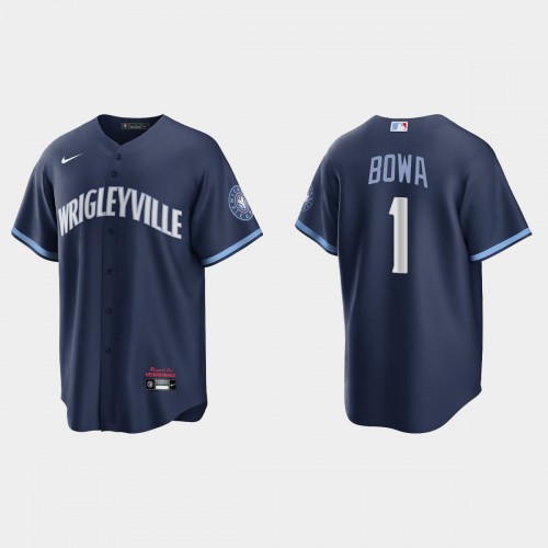 Chicago Chicago Cubs #1 Larry Bowa Men's 2021 City Connect Fans Version Navy Jersey Men's