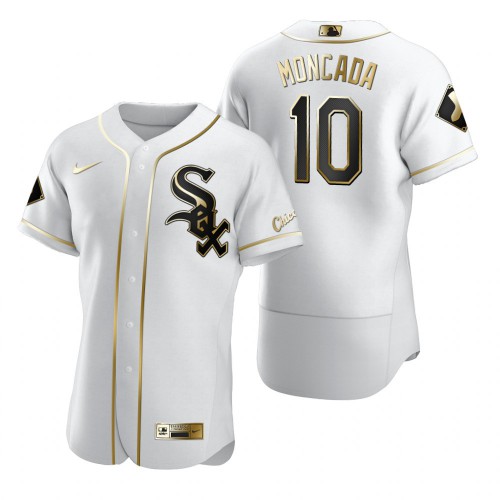 Chicago Chicago White Sox #10 Yoan Moncada White Men's Authentic Golden Edition Jersey Men's