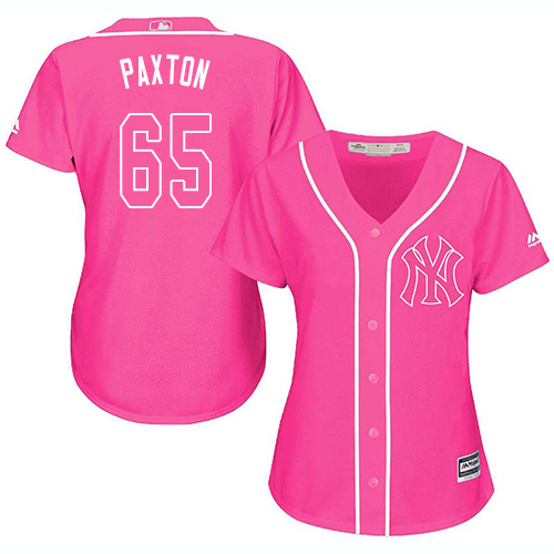 New York Yankees #65 James Paxton Pink Fashion Women's Stitched Jersey Womens
