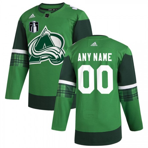 Colorado Avalanche Men's Adidas 2022 Stanley Cup Final Patch Patrick's Day Custom Stitched Jersey Green