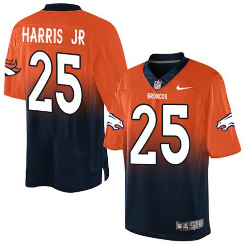 Denver Broncos #25 Chris Harris Jr Orange/Navy Blue Men's Stitched Elite Fadeaway Fashion Jersey Men's