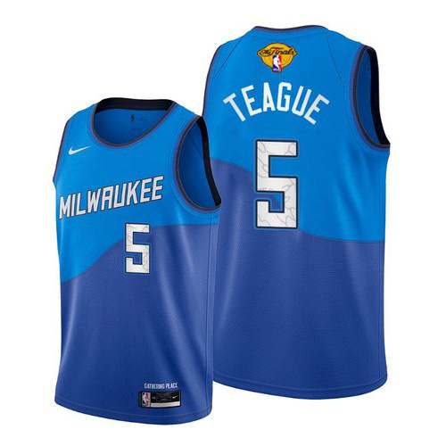 Milwaukee Bucks #5 Jeff Teague Youth 2021 Finals Bound City Edition Jersey Blue Youth