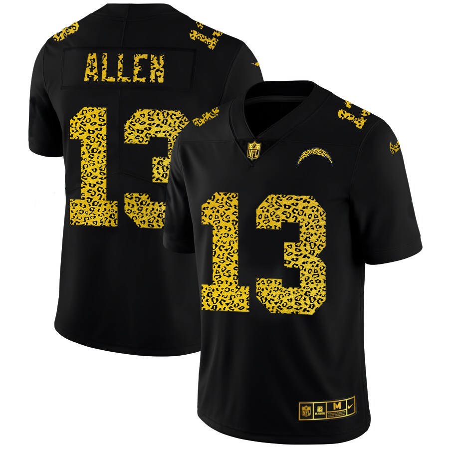 Los Angeles Chargers #13 Keenan Allen Men's Leopard Print Fashion Vapor Limited Jersey Black