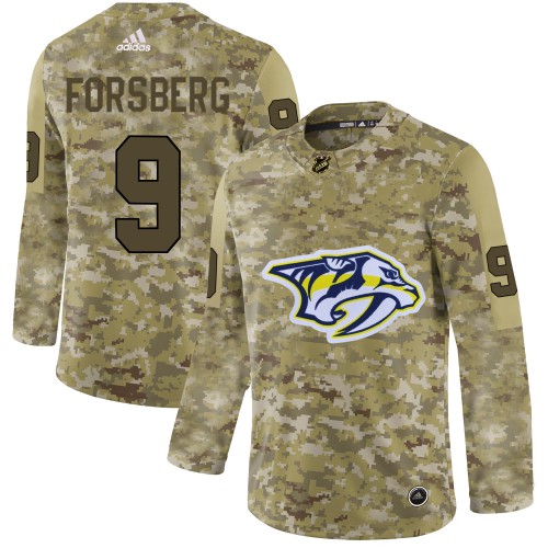 Adidas Nashville Predators #9 Filip Forsberg Camo Authentic Stitched Jersey Men's