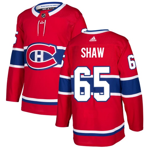Adidas Montreal Canadiens #65 Andrew Shaw Red Home Authentic Stitched Jersey Men's