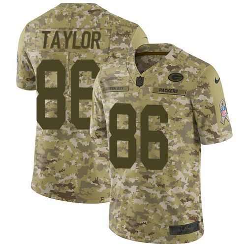 Green Bay Packers #86 Malik Taylor Camo Men's Stitched Limited 2018 Salute To Service Jersey Men's