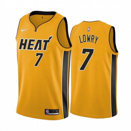 Miami Miami Heat #7 Kyle Lowry Womens Yellow Swingman 2020-21 Earned Edition Jersey Womens