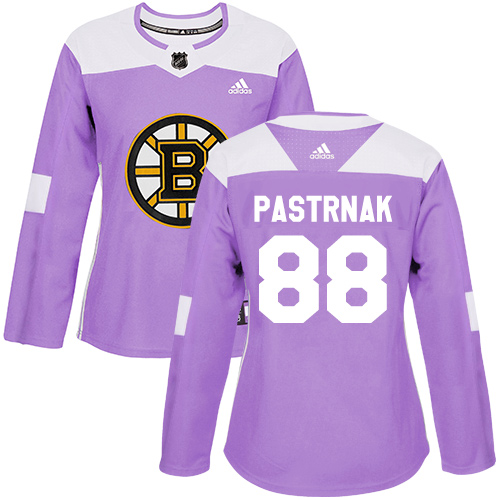 Adidas Boston Bruins #88 David Pastrnak Purple Authentic Fights Cancer Women's Stitched Jersey Womens