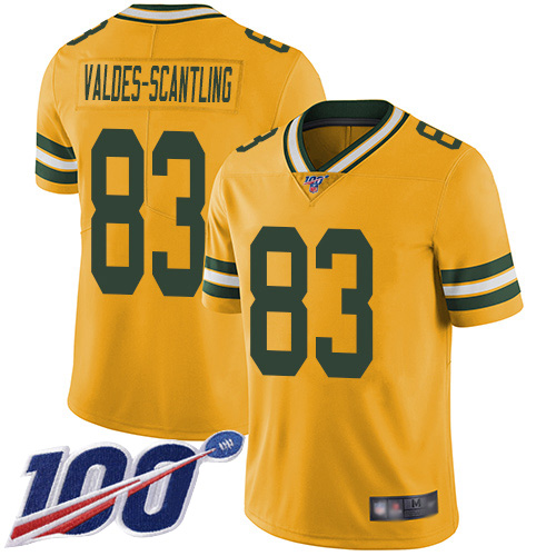 Green Bay Packers #83 Marquez Valdes-Scantling Yellow Men's Stitched Limited Rush 100th Season Jersey Men's