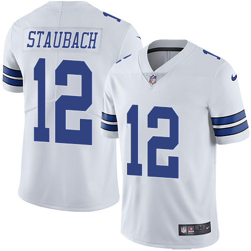 Cowboys #12 Roger Staubach White Youth Stitched Vapor Untouchable Limited Jersey
