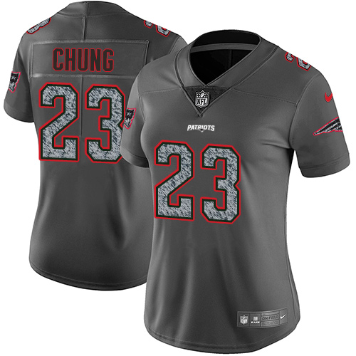 New England Patriots #23 Patrick Chung Gray Static Women's Stitched Vapor Untouchable Limited Jersey Womens