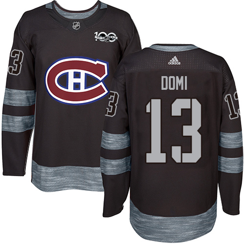 Adidas Montreal Canadiens #13 Max Domi Black 1917-2017 100th Anniversary Stitched Jersey Men's
