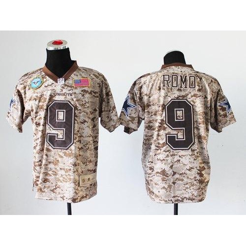 Dallas Cowboys #9 Tony Romo Camo Men's Stitched New Elite USMC Jersey Men's