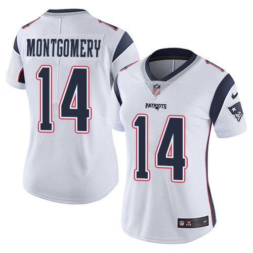 Patriots #14 Ty Montgomery White Women's Stitched Vapor Untouchable Limited Jersey