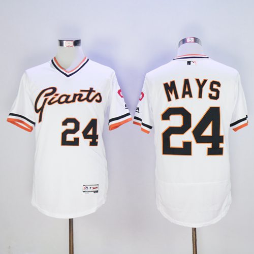 San Francisco Giants #24 Willie Mays White Flexbase Authentic Collection Cooperstown Stitched Jersey Men's