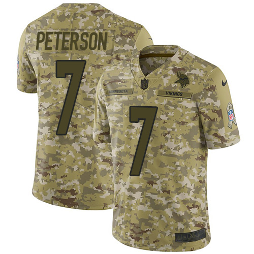 Minnesota Vikings #7 Patrick Peterson Camo Men's Stitched Limited 2018 Salute To Service Jersey Men's