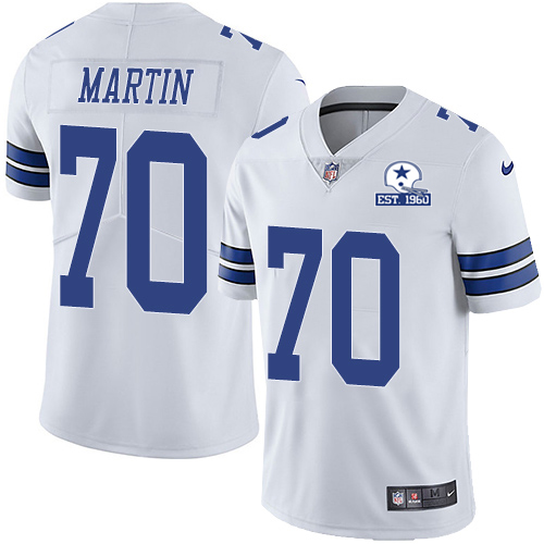 Dallas Cowboys #70 Zack Martin White Men's Stitched With Established In 1960 Patch Vapor Untouchable Limited Jersey Men's