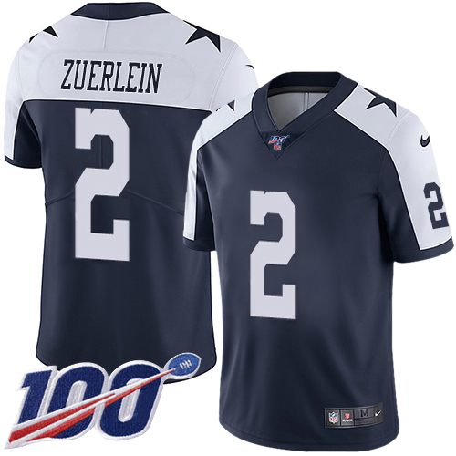 Dallas Cowboys #2 Greg Zuerlein Navy Blue Thanksgiving Youth Stitched 100th Season Vapor Throwback Limited Jersey Youth