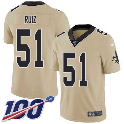 New Orleans Saints #51 Cesar Ruiz Gold Men's Stitched Limited Inverted Legend 100th Season Jersey Men's