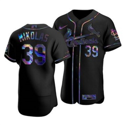 St. Louis St.Louis Cardinals #39 Miles Mikolas Men's Iridescent Holographic Collection Jersey - Black Men's