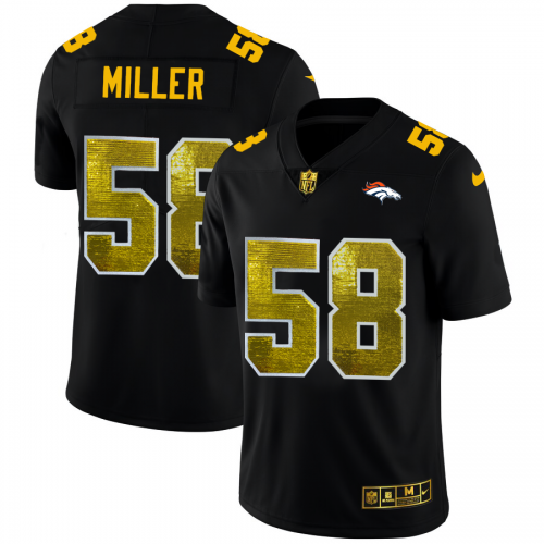 Denver Denver Broncos #58 Von Miller Men's Black Golden Sequin Vapor Limited Jersey Men's