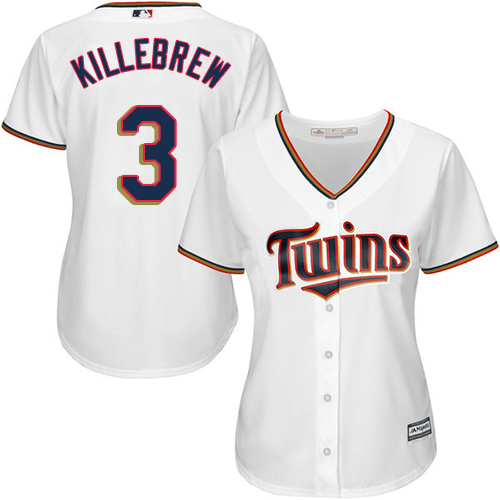Minnesota Twins #3 Harmon Killebrew White Home Women's Stitched Jersey Womens