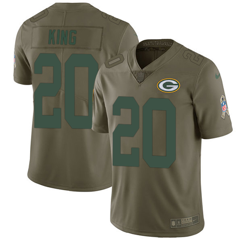 Green Bay Packers #20 Kevin King Olive Men's Stitched Limited 2017 Salute To Service Jersey Men's