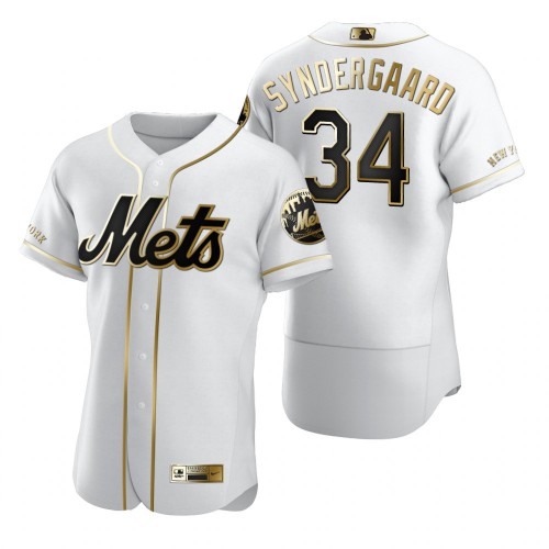 New York New York Mets #34 Noah Syndergaard White Men's Authentic Golden Edition Jersey Men's
