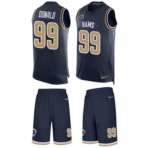 Rams #99 Aaron Donald Navy Blue Team Color Men's Stitched Limited Tank Top Suit Jersey