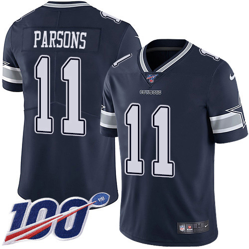 Cowboys #11 Micah Parsons Navy Blue Team Color Youth Stitched 100th Season Vapor Untouchable Limited Jersey