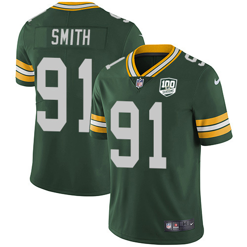 Green Bay Packers #91 Preston Smith Green Team Color Men's 100th Season Stitched Vapor Untouchable Limited Jersey Men's