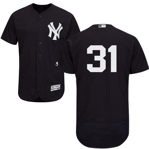 New York Yankees #31 Aaron Hicks Navy Blue Flexbase Authentic Collection Stitched Jersey Men's